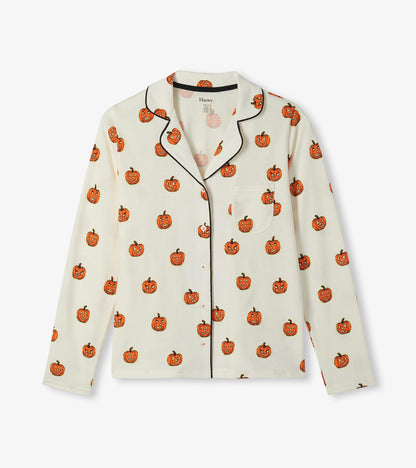 Women's Glowing Pumpkins Two Piece Pyjama Set