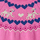 View Baby & Toddler Girls Pink Pups Sweater Dress Pink knit swatch with rows of blue hearts, white dog motifs, and pink zigzag pattern