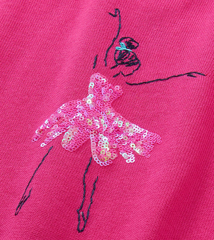Girls Sequin Ballerina Crew Neck Sweater