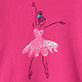 View Girls Sequin Ballerina Crew Neck Sweater pink swatch with ballerina motif, pink sequined tutu, and black outlines