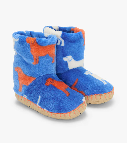 Boys Dog Silhouette Fleece Slippers