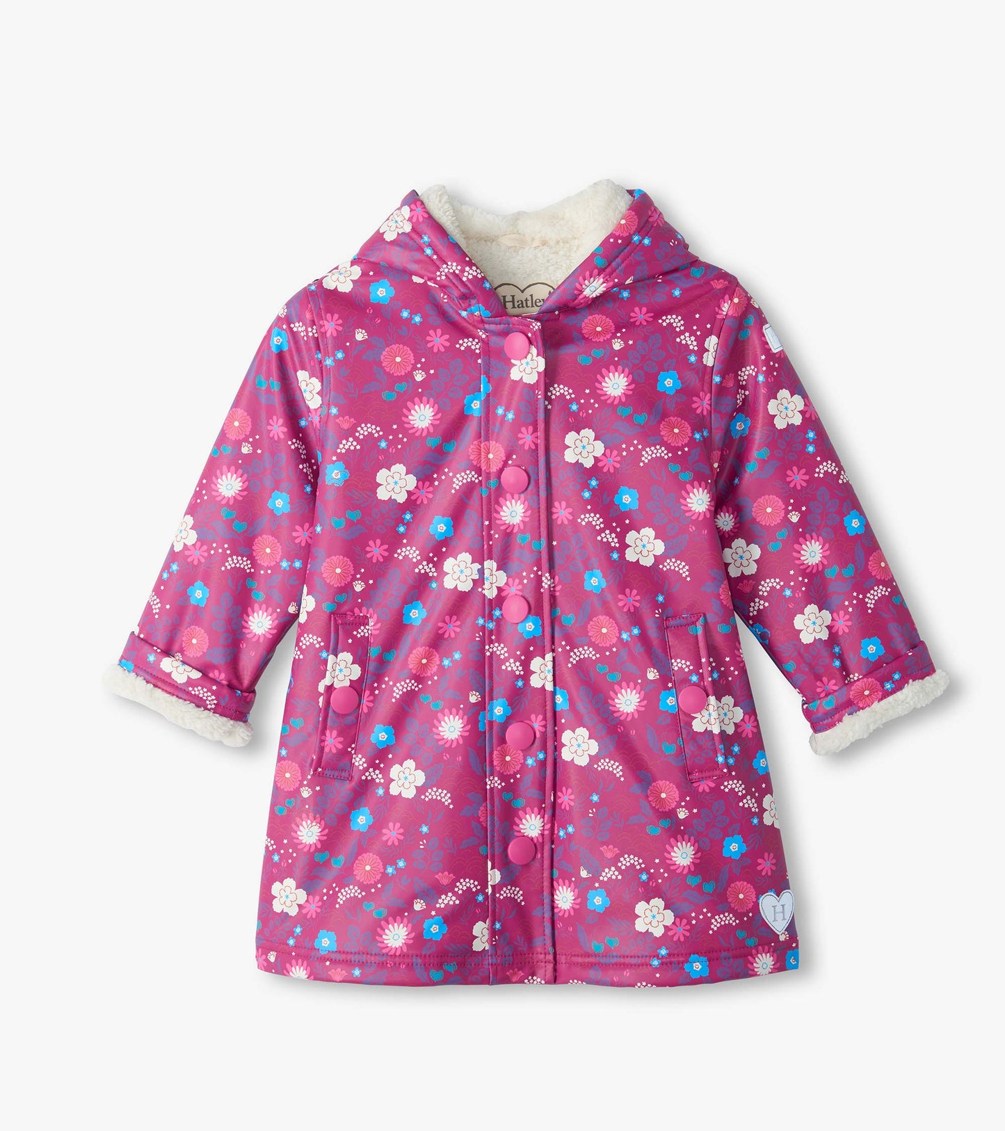 Girls Tiny Flowers Sherpa Lined Jacket