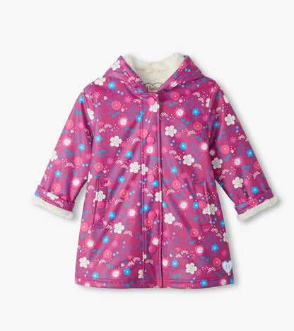 Girls Tiny Flowers Sherpa Lined Jacket