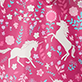 View Baby & Toddler Girls Unicorn Forest Raincoat Pink swatch with white unicorns, flowers, and foliage pattern
