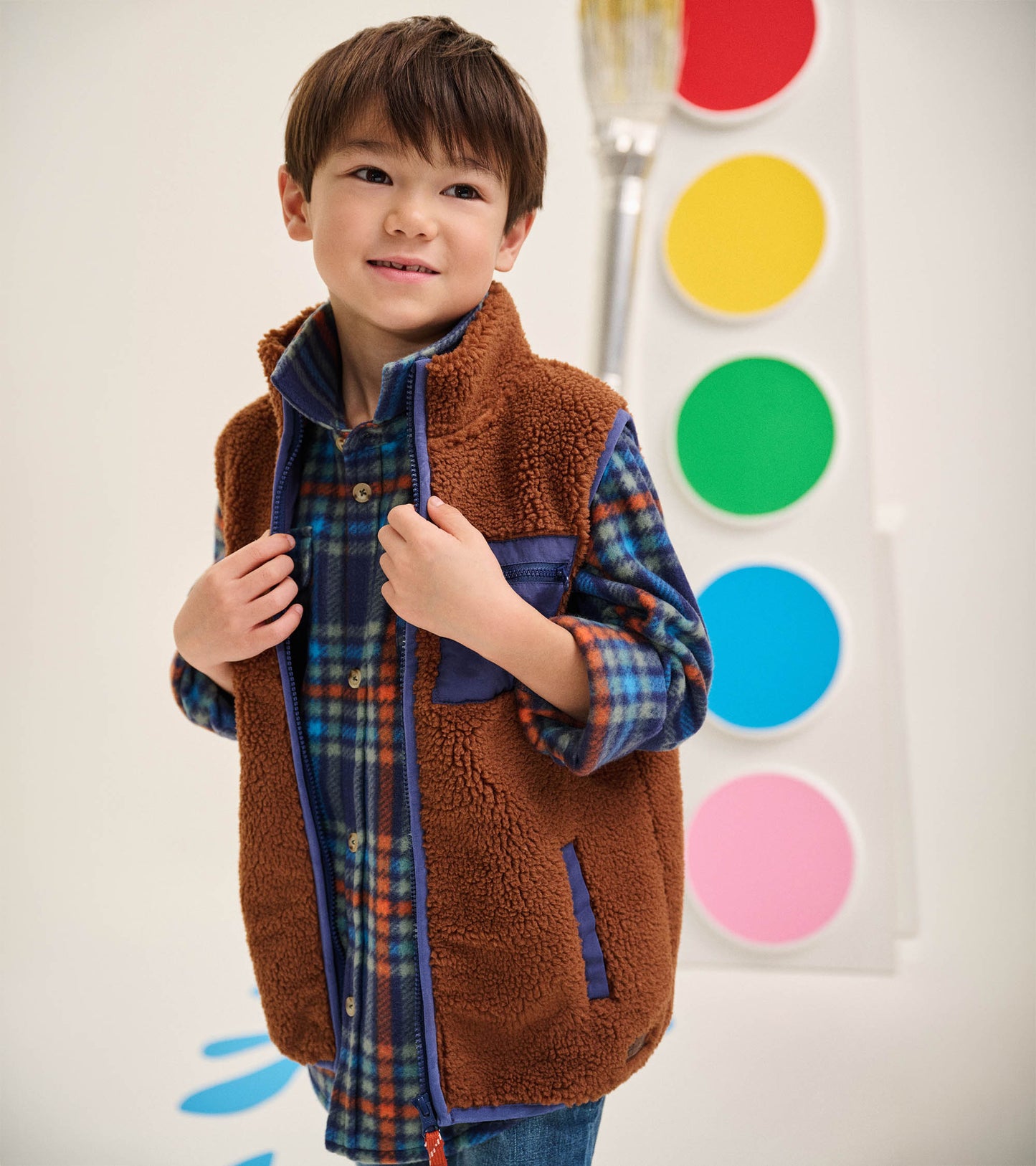 Boys Varsity Plaid Fleece Button Down Shirt