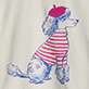 View Baby & Toddler Girls Posh Poodle Gathered Back T-Shirt Blue poodle with pink and white striped body on cream background