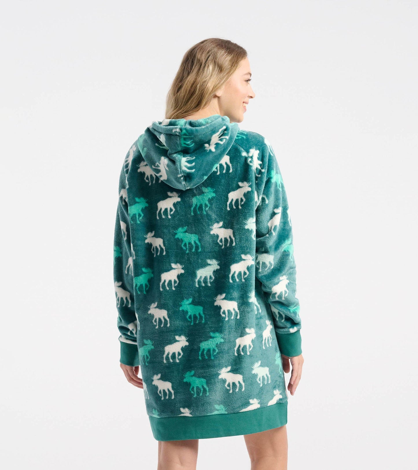 Women's Minty Moose Silhouette Oversized Fleece Hoodie