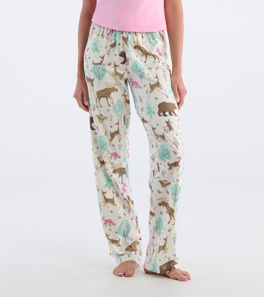 Women's Forest Animals Cotton Pyjama Pants Hatley Little Blue House