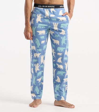 Men's Blue Polar Bears Jersey Pajama Pants