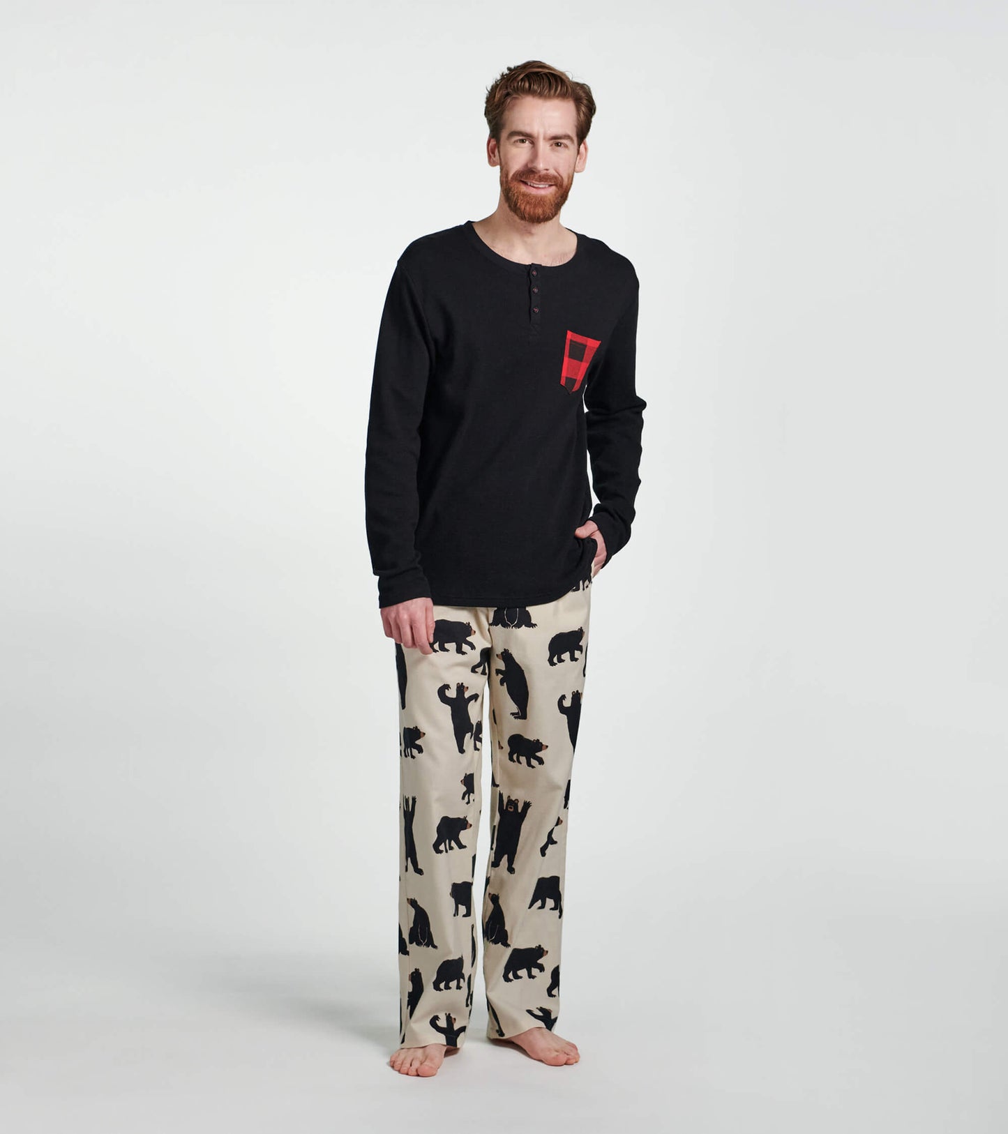 Men's Black Bears Flannel Pajama Pants