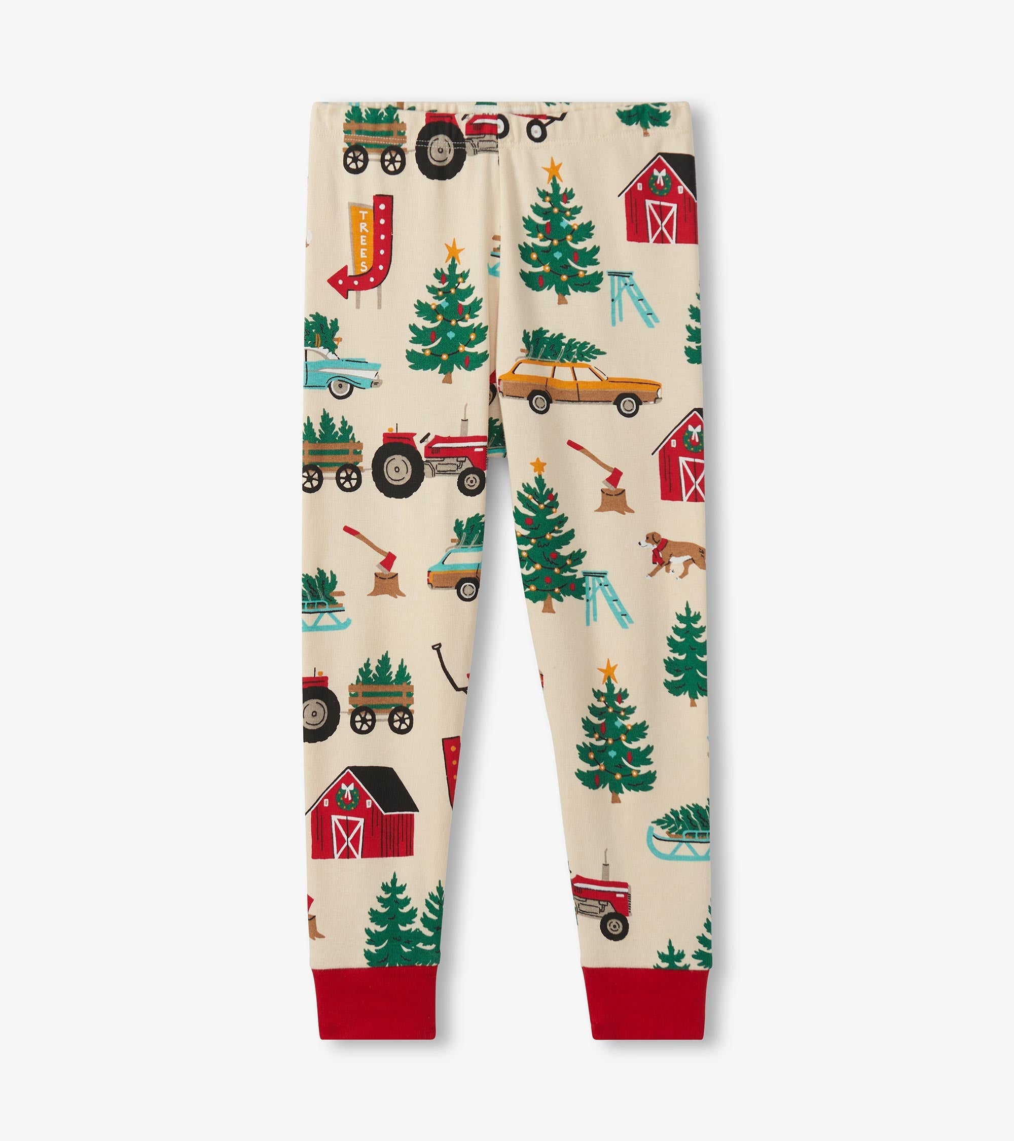 Kids Christmas Tree Farm Appliqué Pajama Set