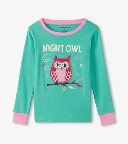 Kids Night Owl Appliqué Pajama Set