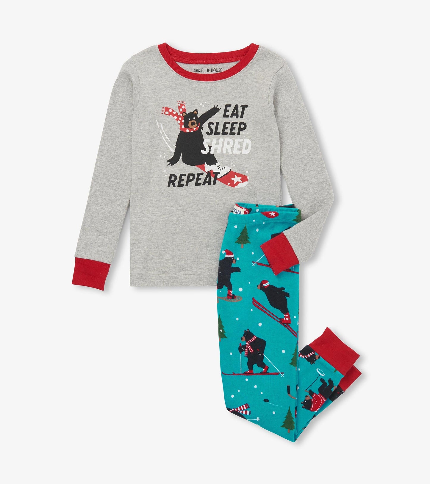 Kids Eat Sleep Shred Appliqué Pajama Set