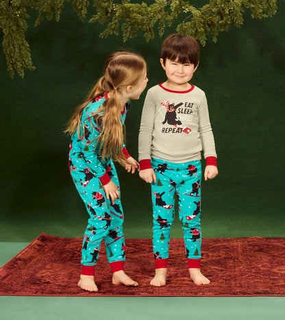 Kids Eat Sleep Shred Appliqué Pajama Set