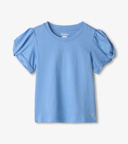 Girls Cornflower Blue Twisted Sleeve Tee