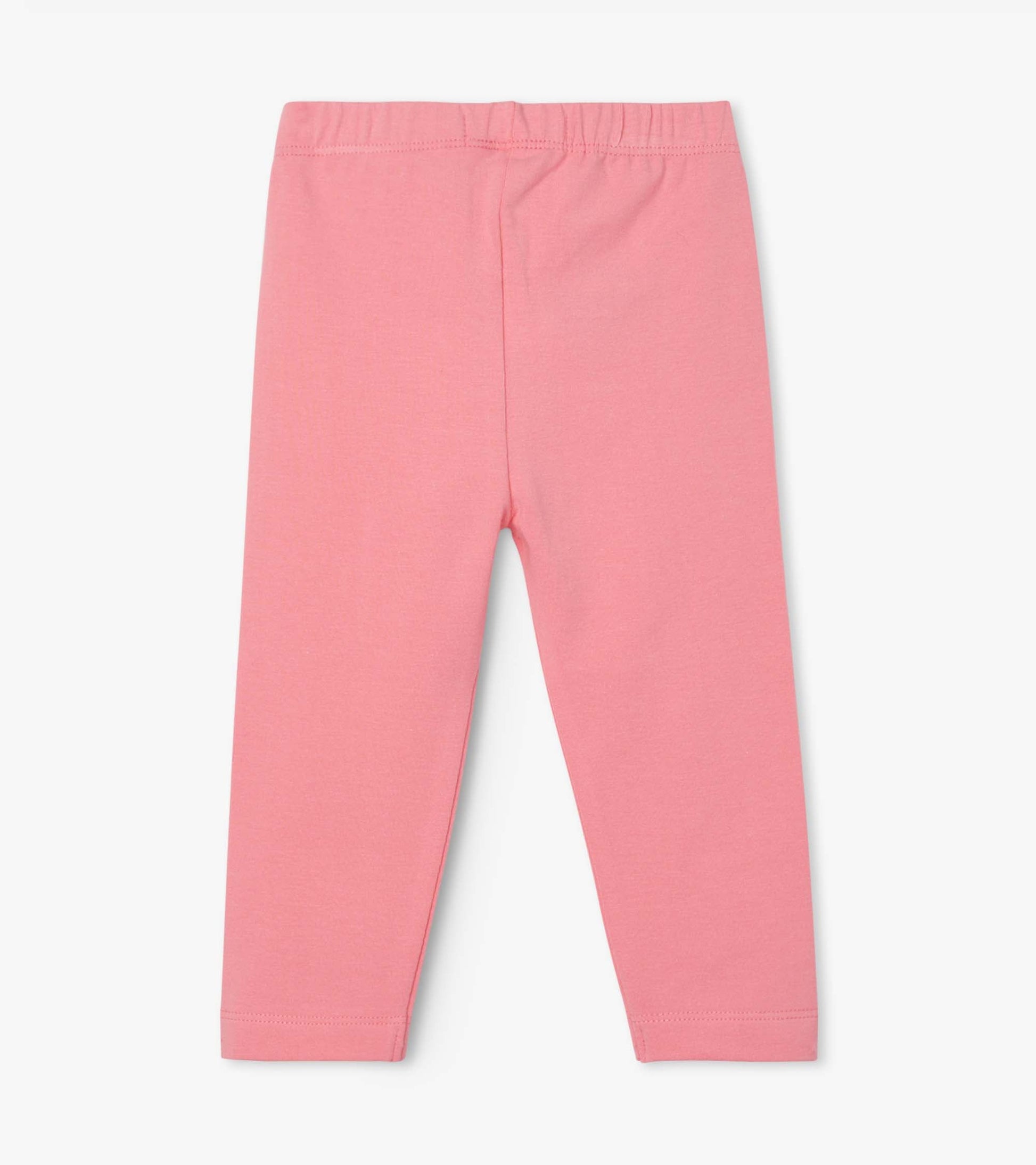 Pink leggings for baby and toddler girls, featuring a soft, stretchy fabric and an elastic waistband.
