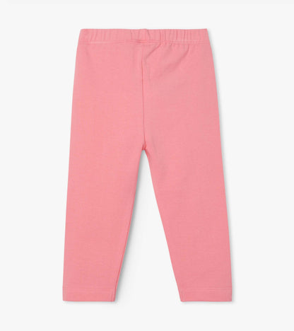 Pink leggings for baby and toddler girls, featuring a soft, stretchy fabric and an elastic waistband.