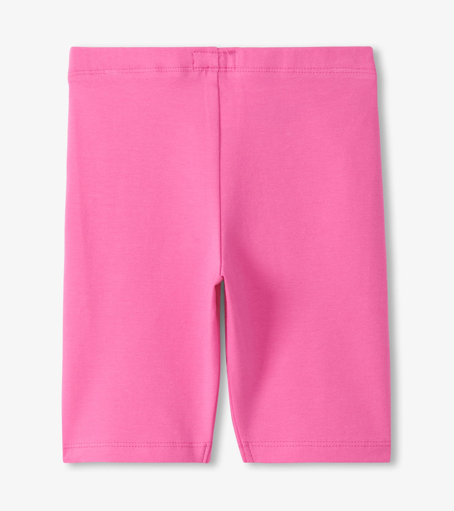 Pink girls bike shorts with a smooth stretch fabric, shown front view.
