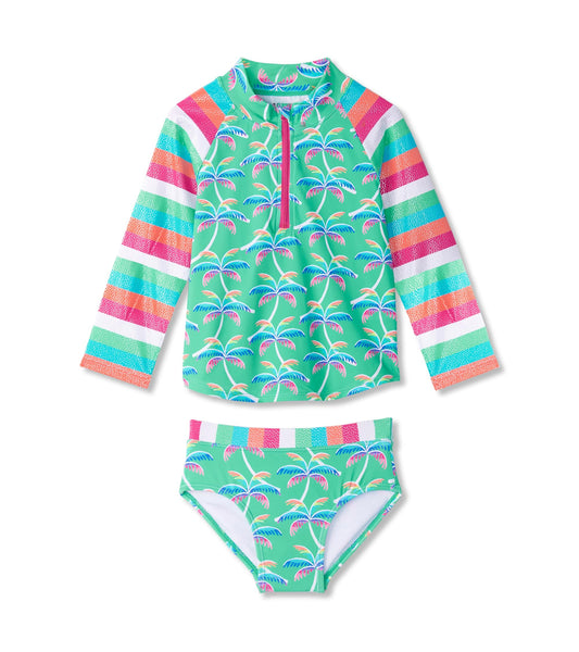 Girls Rainbow Palm Two-Piece Rashguard Set Hatley