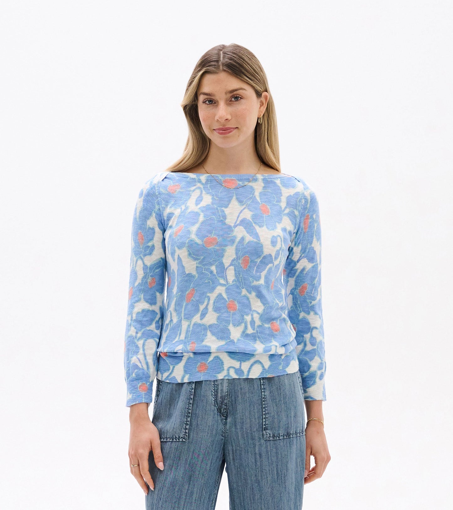 3/4 Sleeve Knit Breton - Textured Poppies