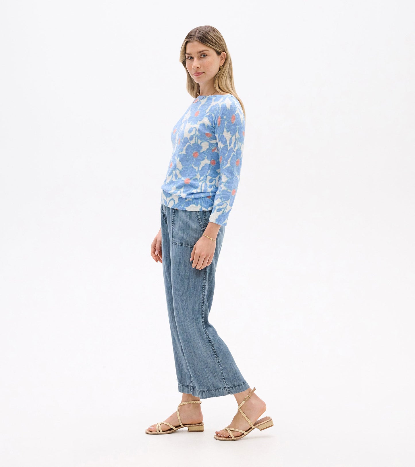 3/4 Sleeve Knit Breton - Textured Poppies