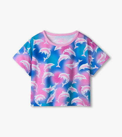 Girls Airbrush Dolphins Tee and Shorts Pajama Set