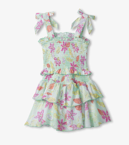 Girls Floral Smocked Angel Dress