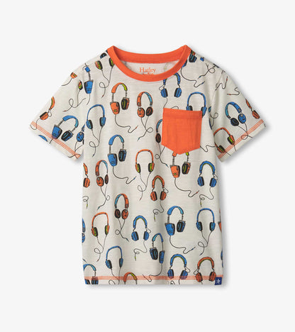 Boys Headphones Pocket T-Shirt