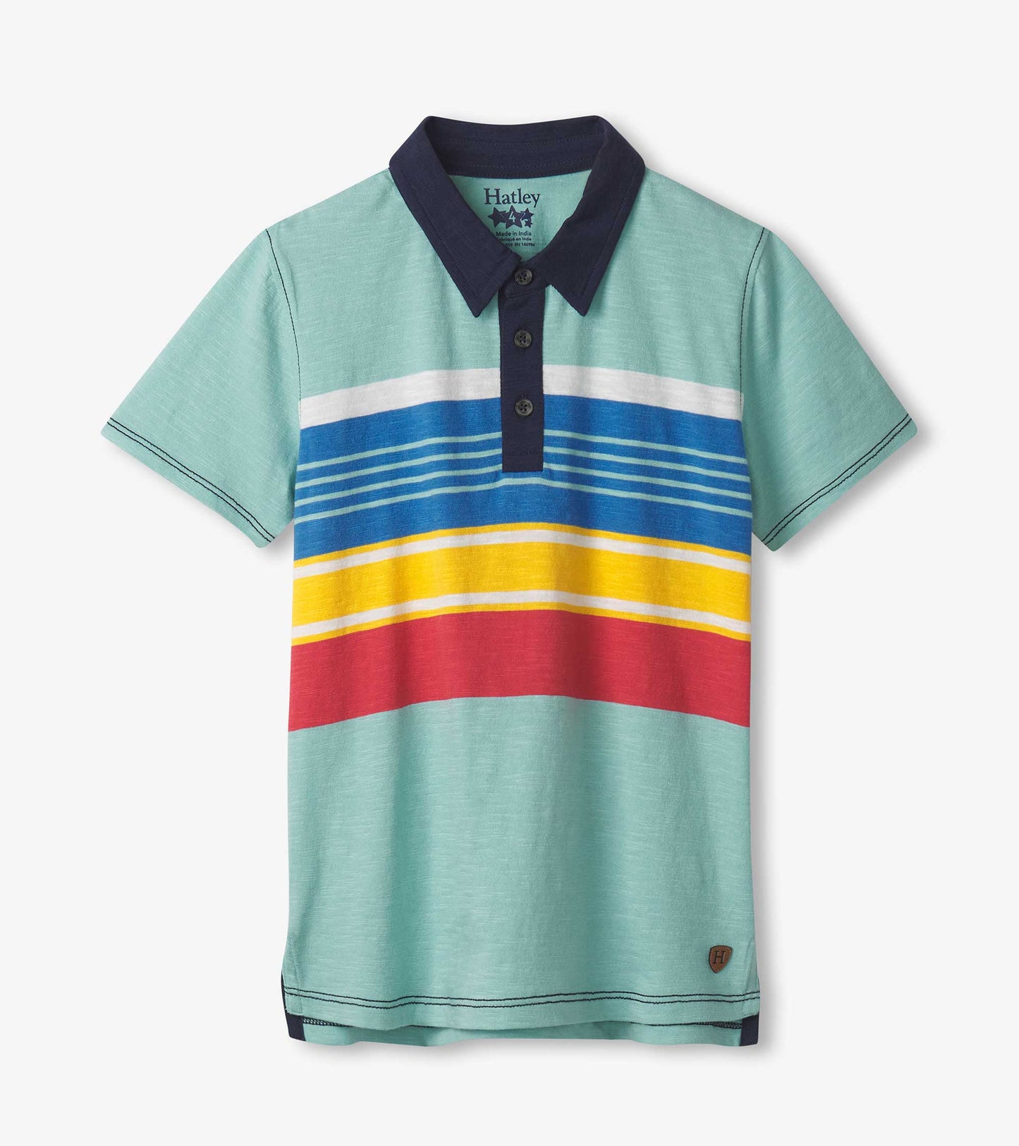 Boys Striped Teal Polo Tee