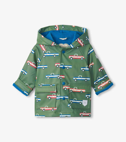 Toddler Boys Big Trucks Button-Up Rain Jacket