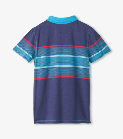 Boys Striped Blue Polo Tee