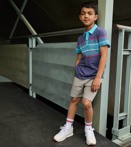 Boys Striped Blue Polo Tee