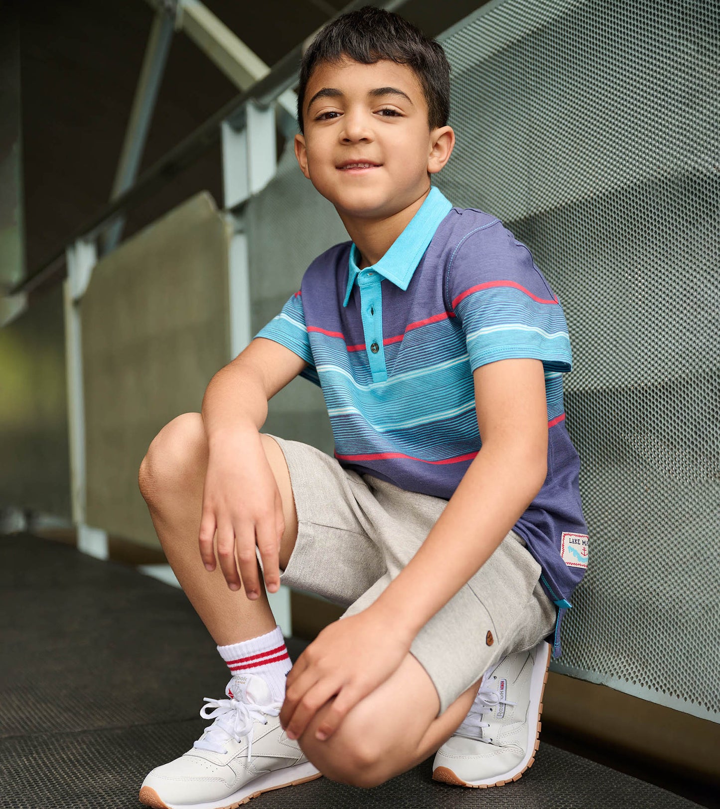 Boys Striped Blue Polo Tee