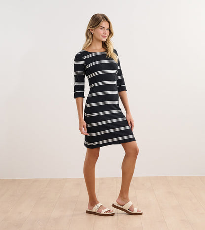 Lucy Dress - Black and White Stripes