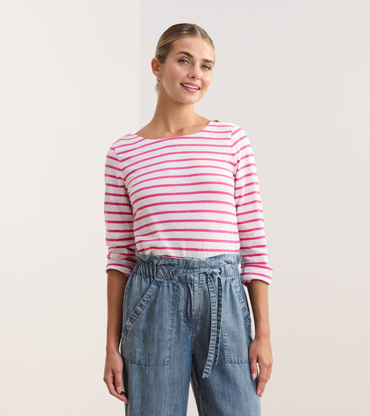 Button Breton - Fuchsia Stripes