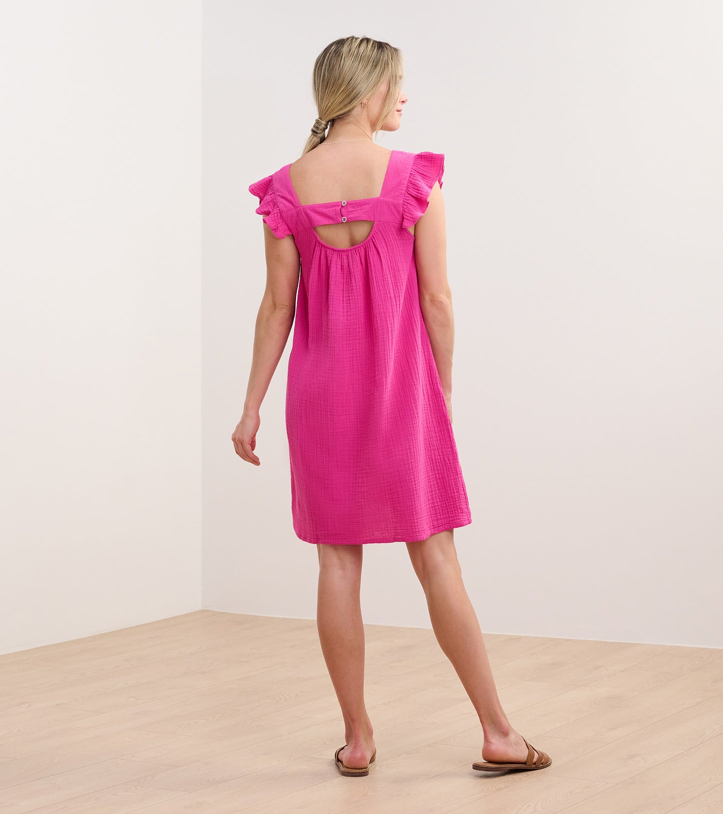 Flutter Sleeve Dress - Fuchsia