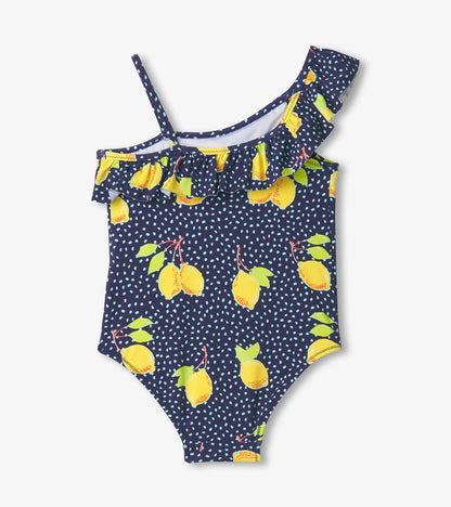 Girls Fresh Lemons Ruffle Trim Swimsuit