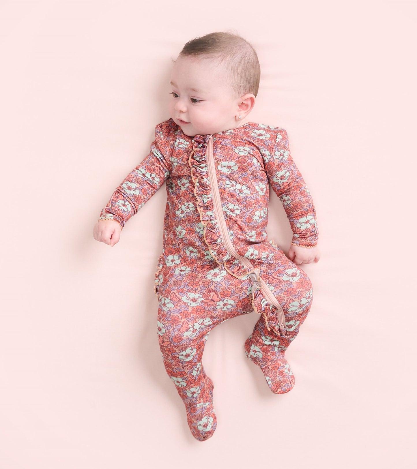 Baby Girls Groovy Flowers Footed Sleeper