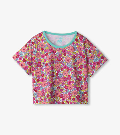 Girls Groovy Flowers Tee and Shorts Pyjama Set