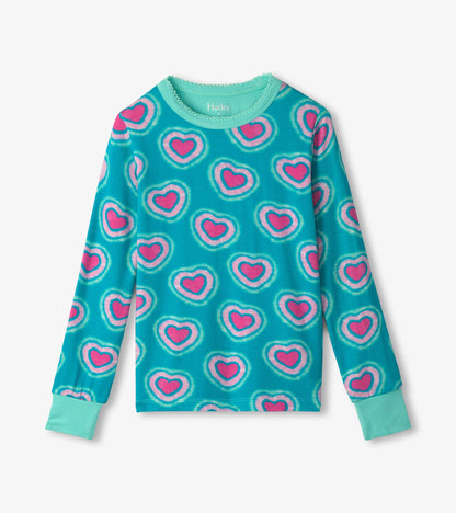 Girls Glowing Hearts Bamboo Pajama Set