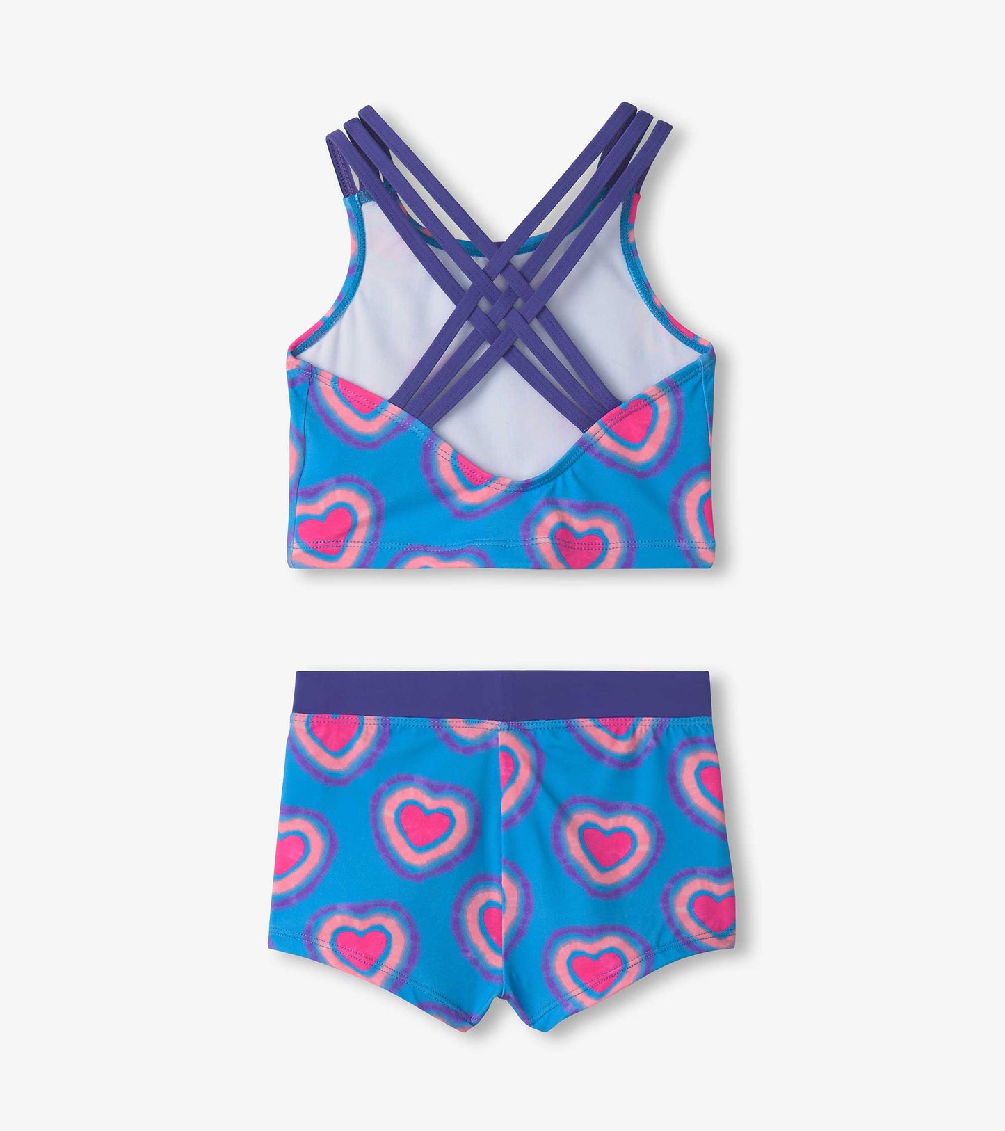 Girls Glowing Hearts Two-Piece Short Swimsuit