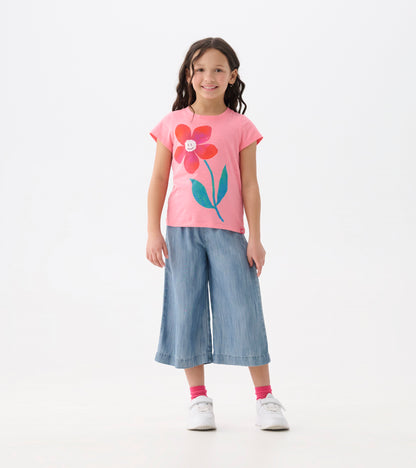 Girls Pink Daisy Graphic Tee
