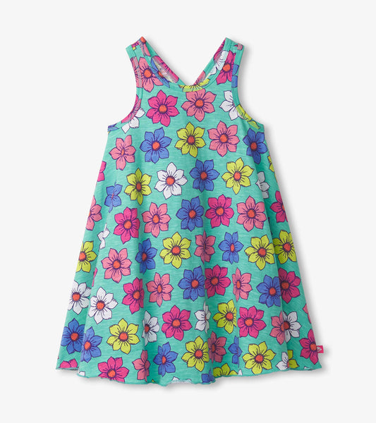 Girls Happy Flowers Trapeze Dress