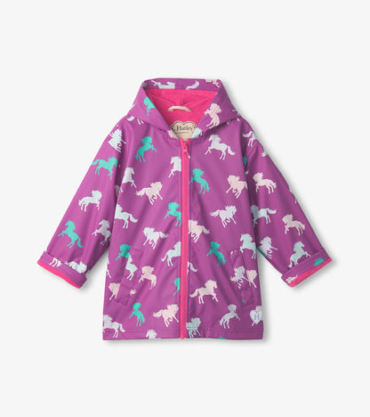 Girls Leaping Horses Zip-Up Rain Jacket