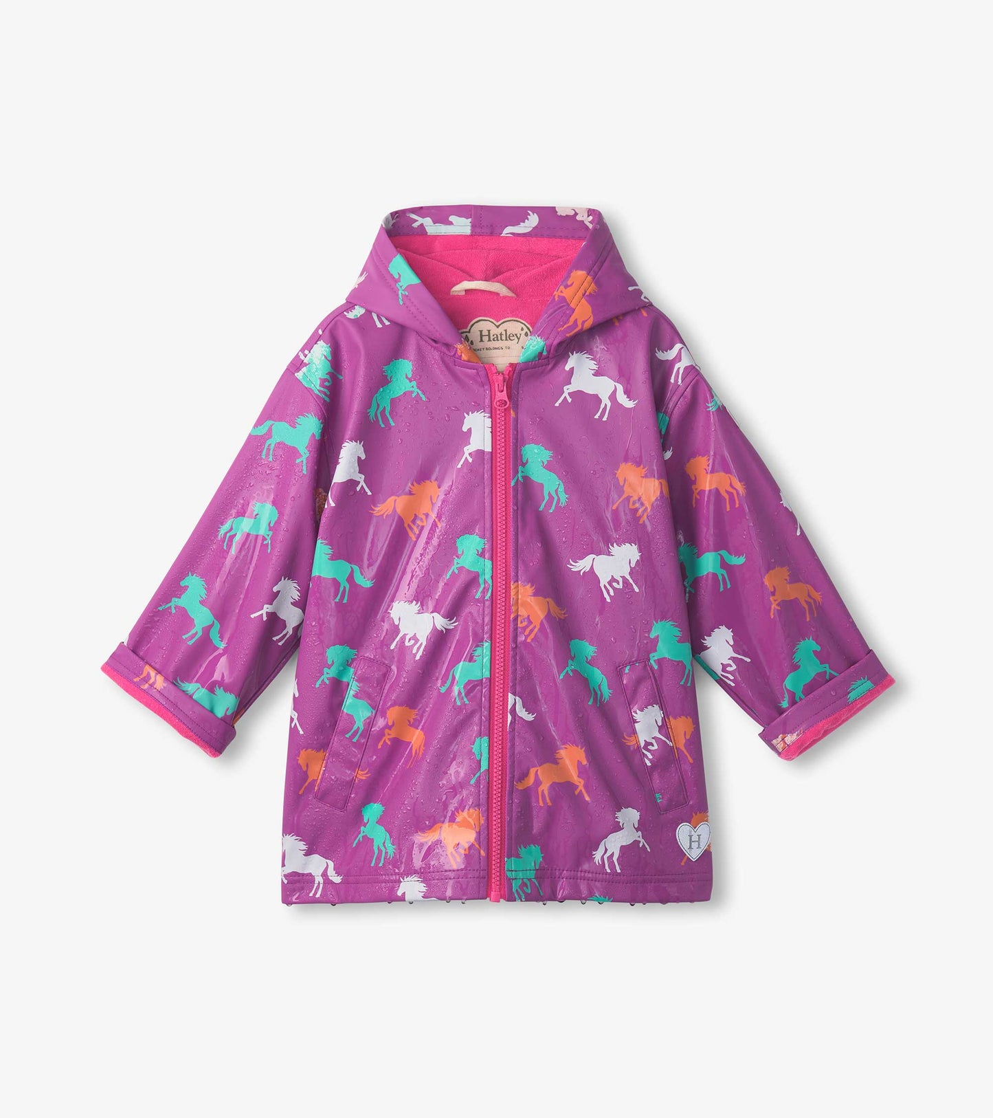 Girls Leaping Horses Zip-Up Rain Jacket