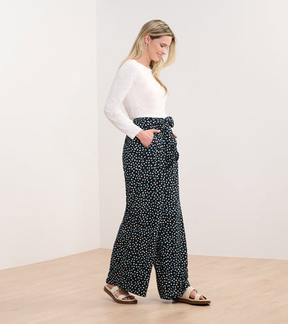 Belted Wide Leg Trousers - Multi Dots