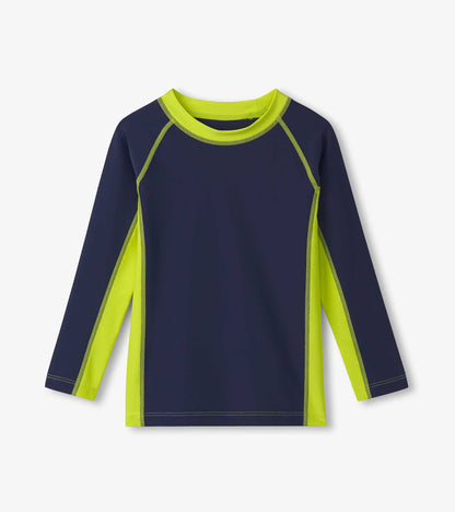 Boys Navy Colourblock Long Sleeve Rashguard