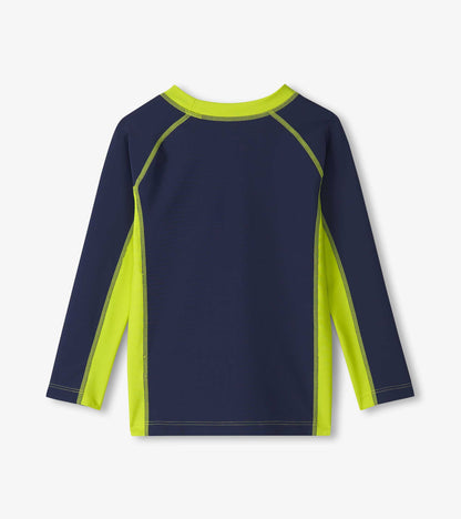 Boys Navy Colourblock Long Sleeve Rashguard