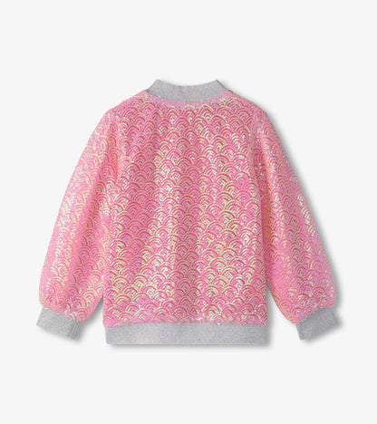 Girls Pearl Mermaid Sequined Bomber Jacket