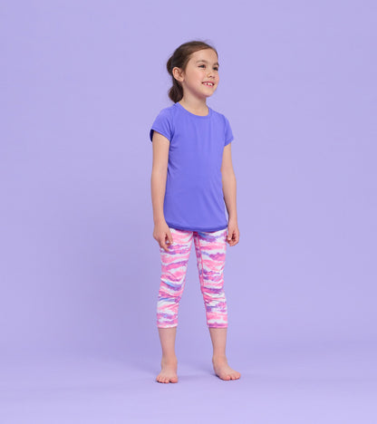 Girls Purple Mesh Trim T-Shirt